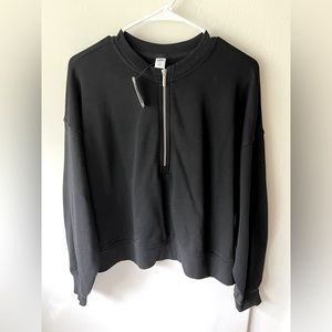 Black Half-Zip Crew Neck Sweater